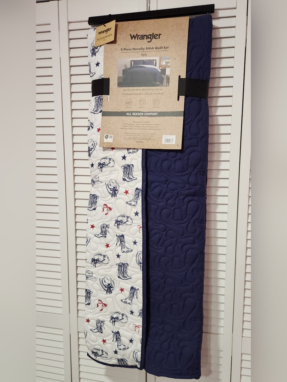 Wrangler 2-Piece Twin Quilt Set - Navy, Red, & White Western Print